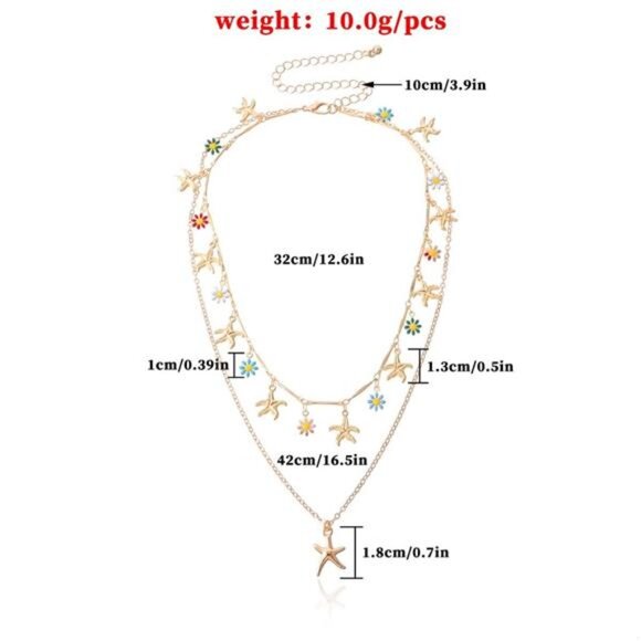 Starfish Charm Double Layered Necklace - Picture 7 of 8